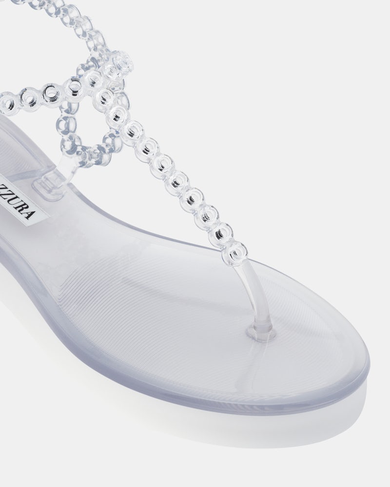 Ladies Sandals White Clear Slides Beach Slide In White Glitter