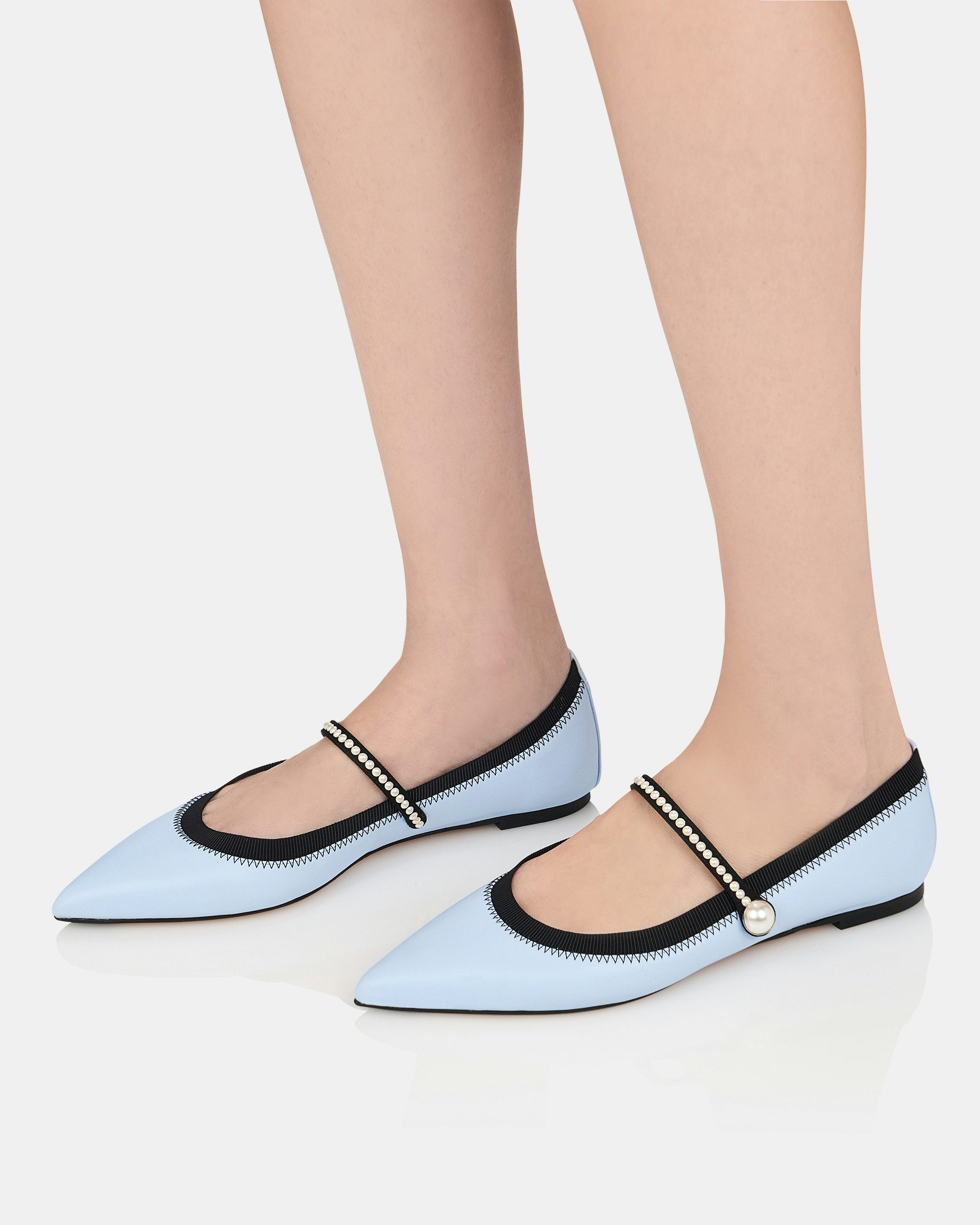 Romy Pearl Flat BLUE Aquazzura@ Official