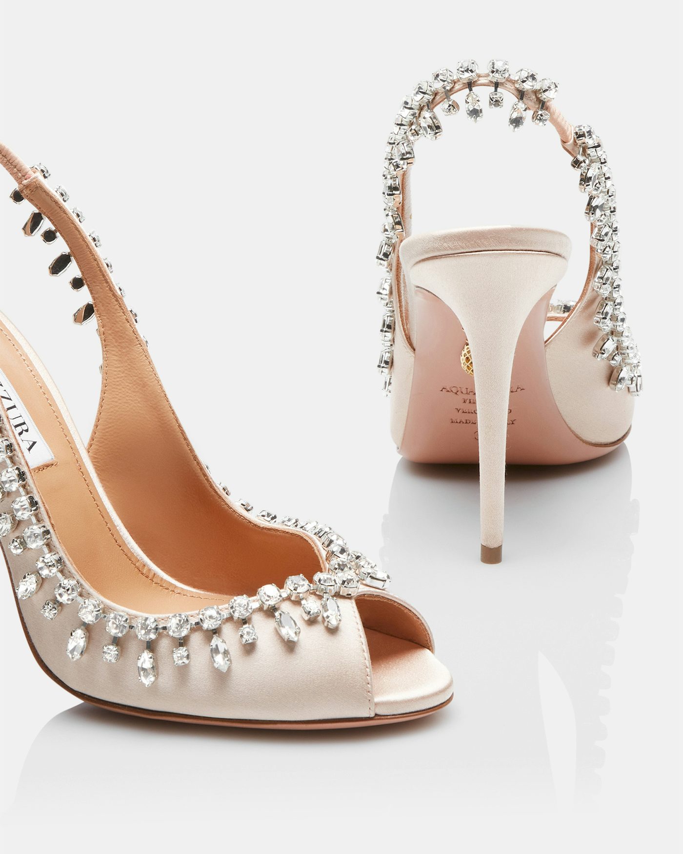 Temptation Crystal Satin Sandal 105 ROSE Aquazzura@ Official