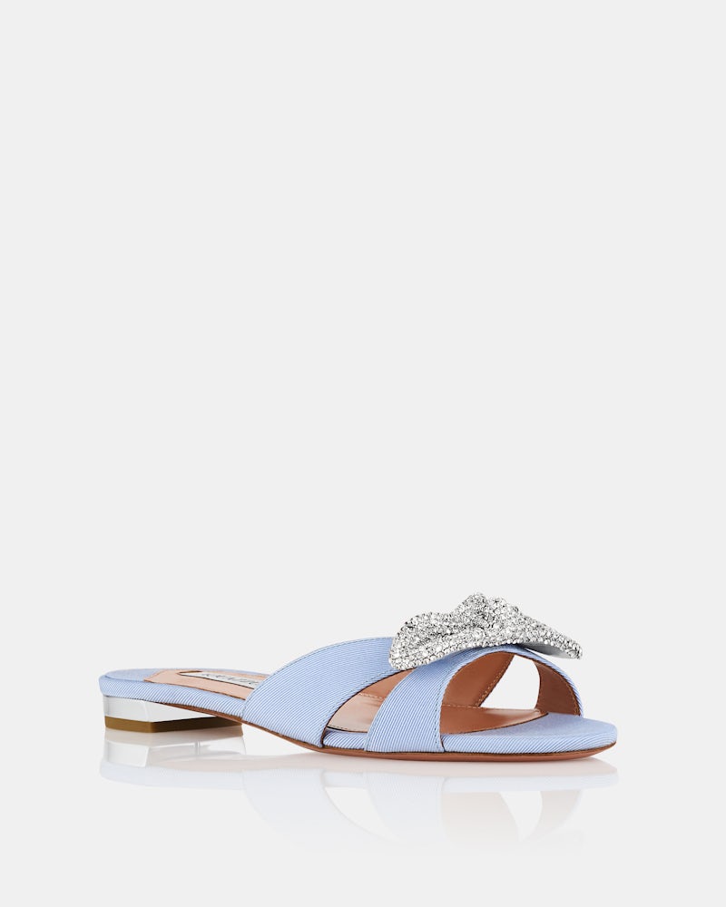 Very Bow Tie Crystal Slide BLUE Aquazzura@ Official